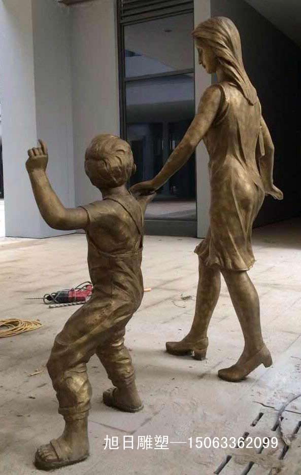母子出行鑄銅、鍛銅雕塑